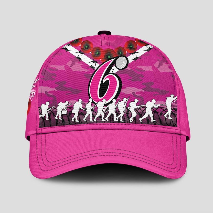 Sydney Sixers ANZAC 2022 Caps Camouflage With Poppy - - Vibe Hoodie Shop