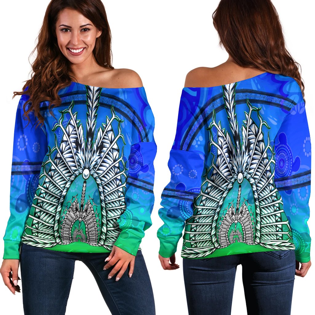 Women off Shoulder - Turtle Background With Dhari Mask - Vibe Hoodie Shop