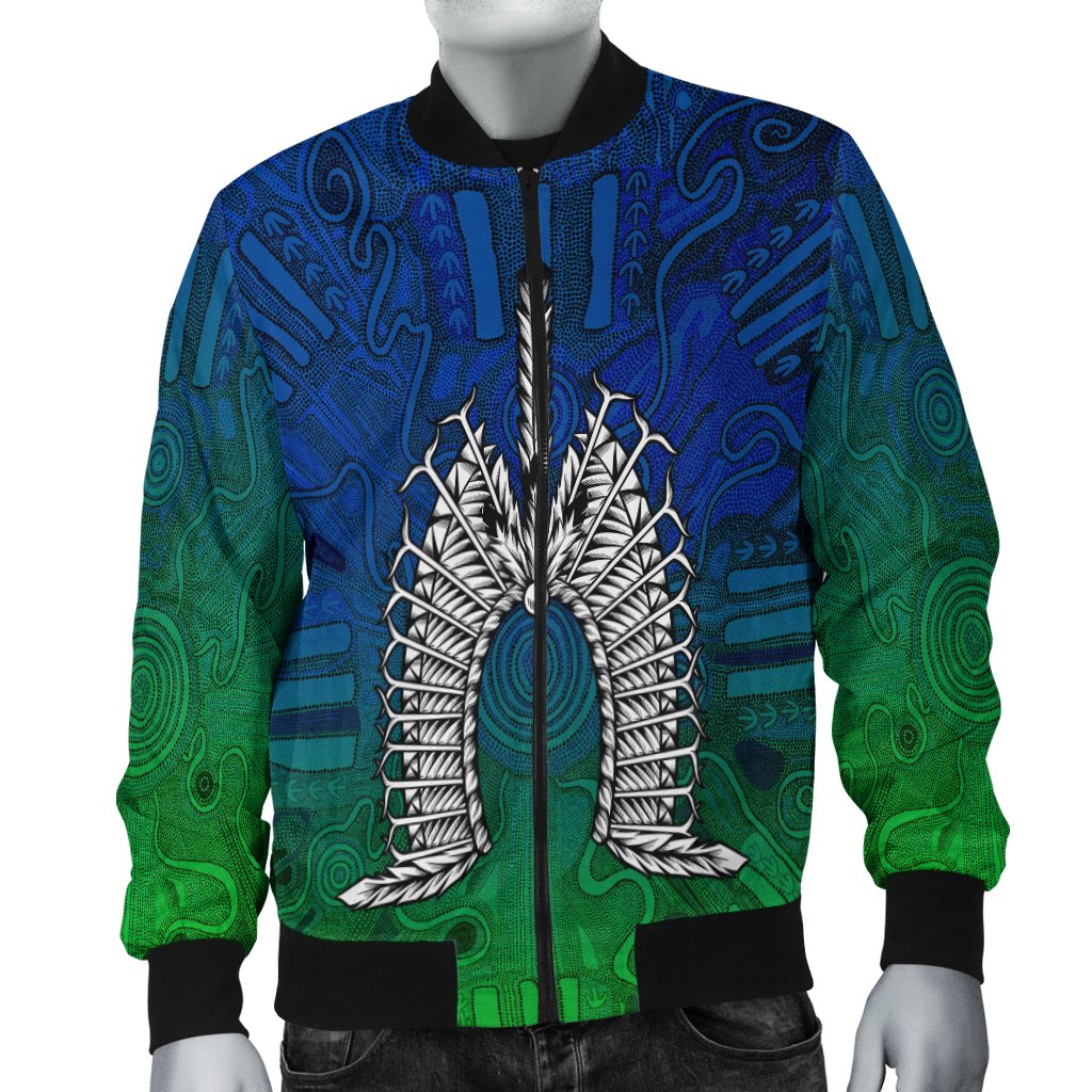 Torres Strait Islanders Men's Bomber Jacket - Dhari Mask - Vibe Hoodie Shop