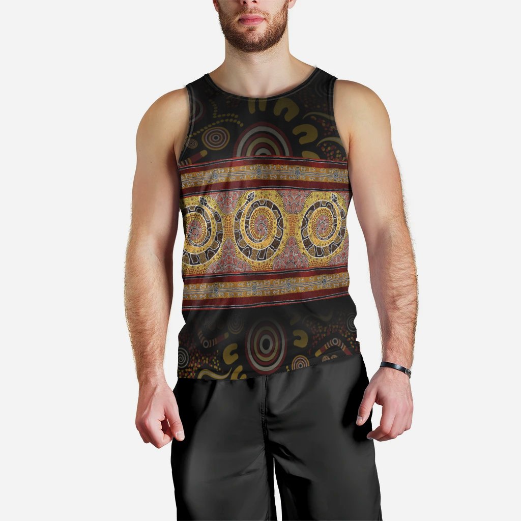 Aboriginal Men Tank - Snake Dot Panting Art - Vibe Hoodie Shop