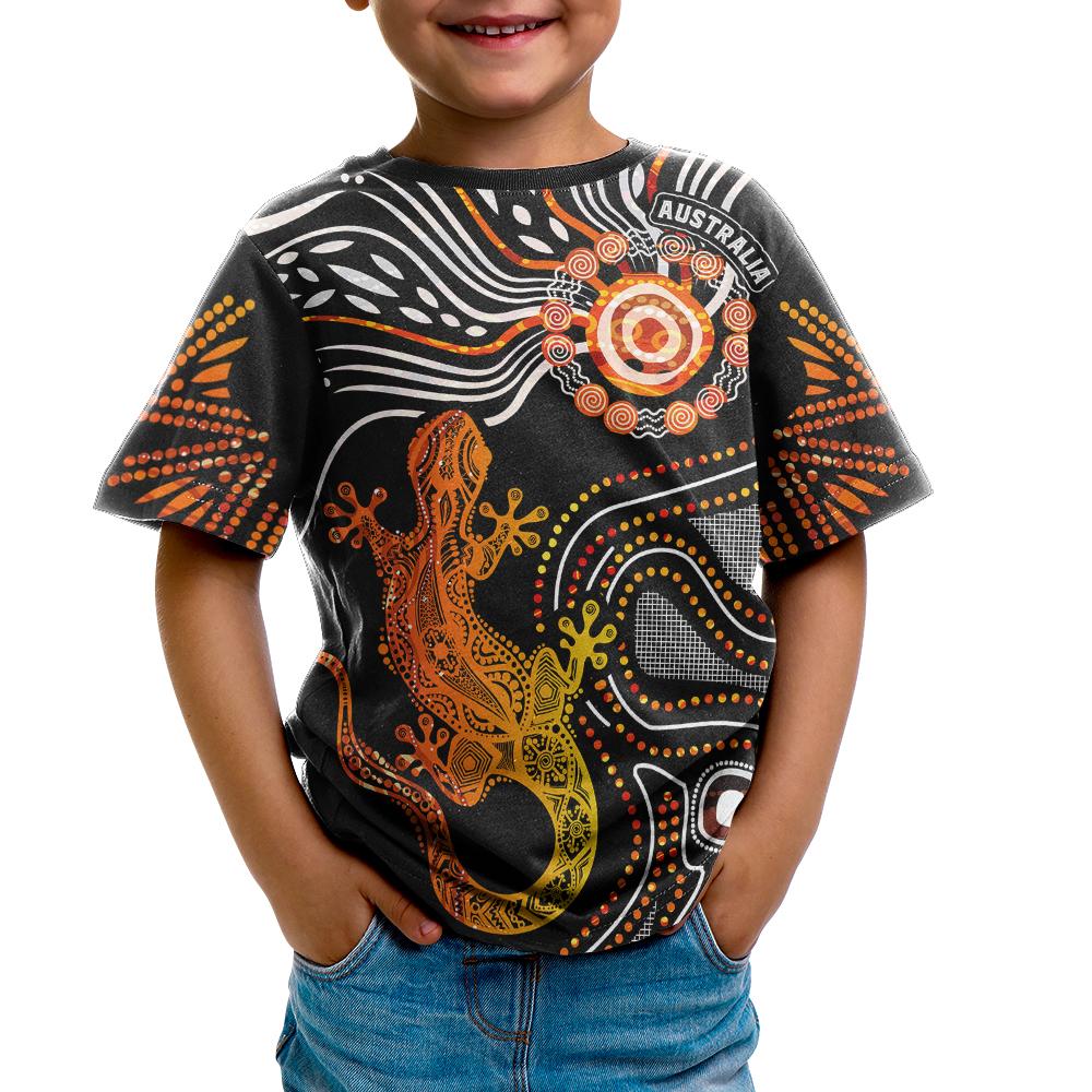 Aboriginal Kid T shirt - Lizard Sunshine - Vibe Hoodie Shop