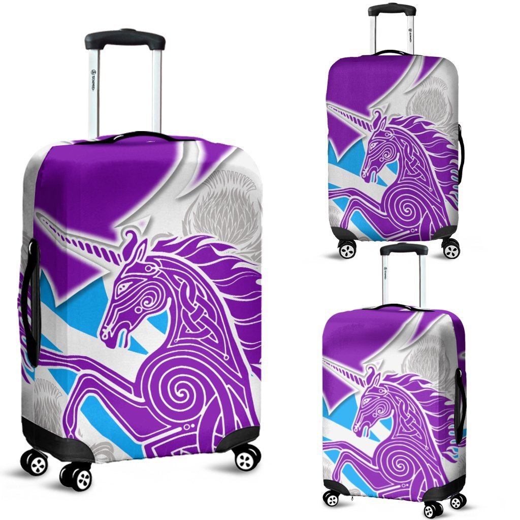 Celtic Scotland Luggage Covers - Scotland Unicorn and Thistle Pattern - Vibe Hoodie Shop