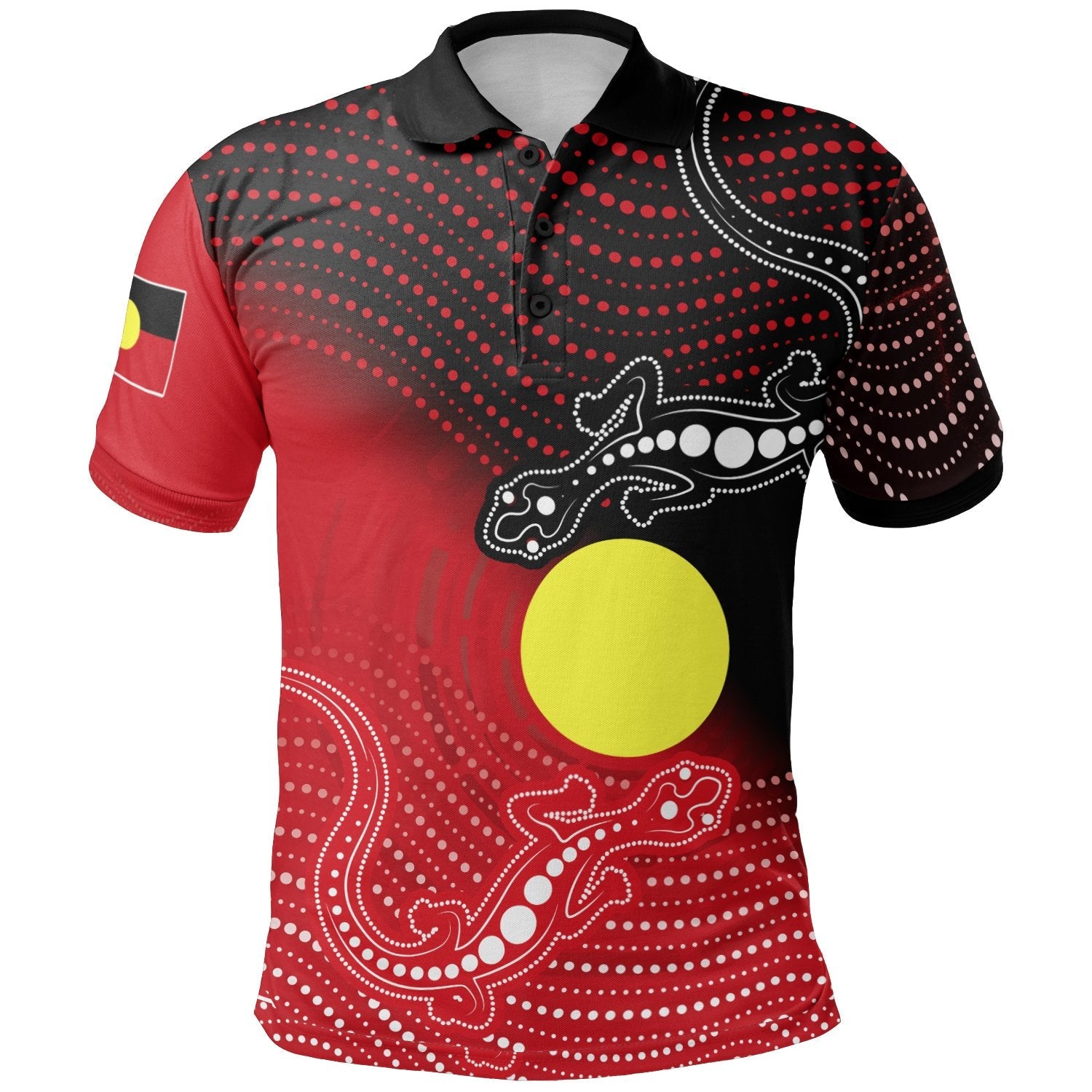 Aboriginal Polo Shirts - Two Indigenous Lizard - Vibe Hoodie Shop