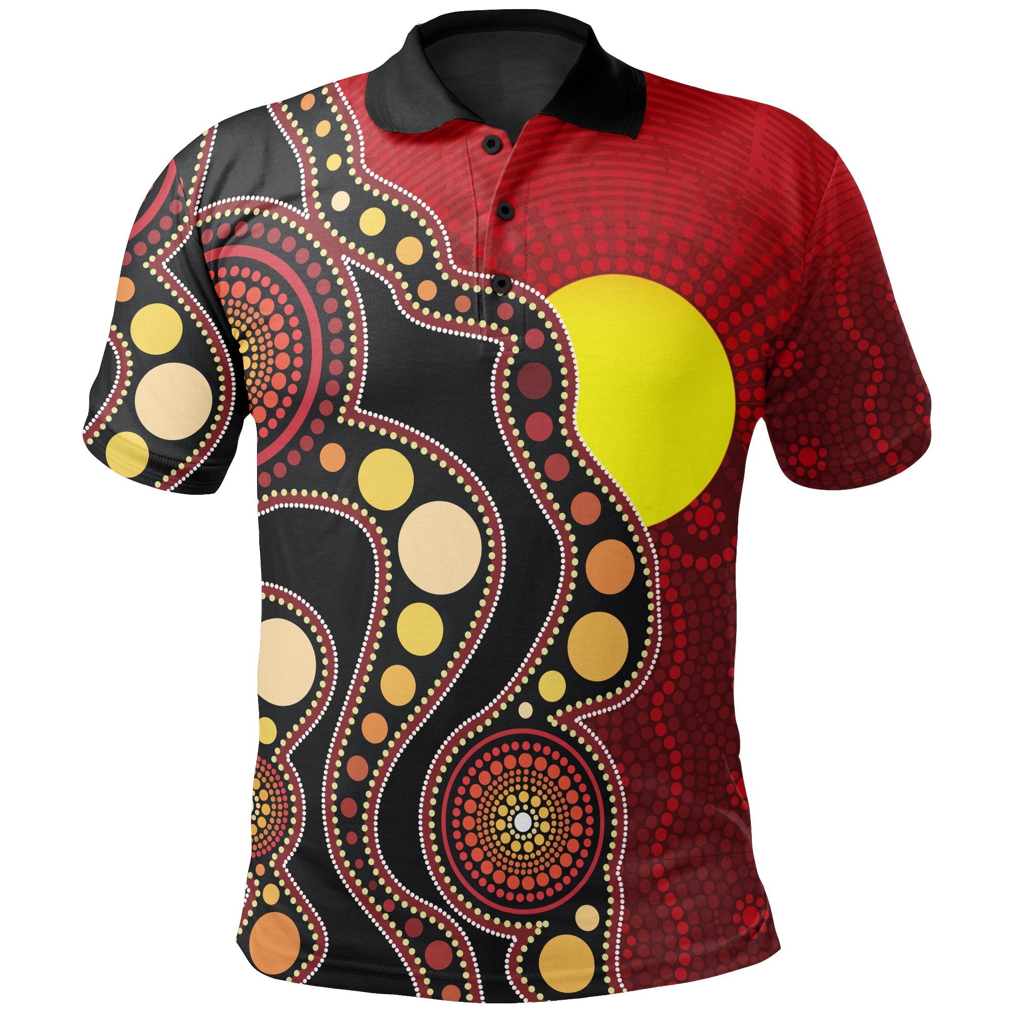 Aboriginal Polo Shirt, Australia Aboriginal Lives Matter Flag Circle Dot Painting Art - Vibe Hoodie Shop