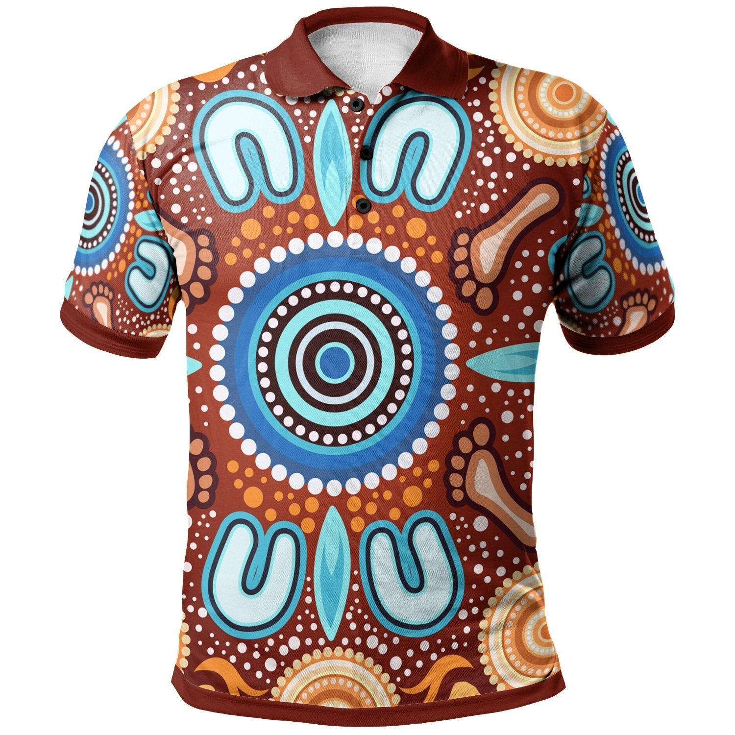 Aboriginal Polo Shirts - Indigenous Circle Dot Painting Ver02 - Vibe Hoodie Shop