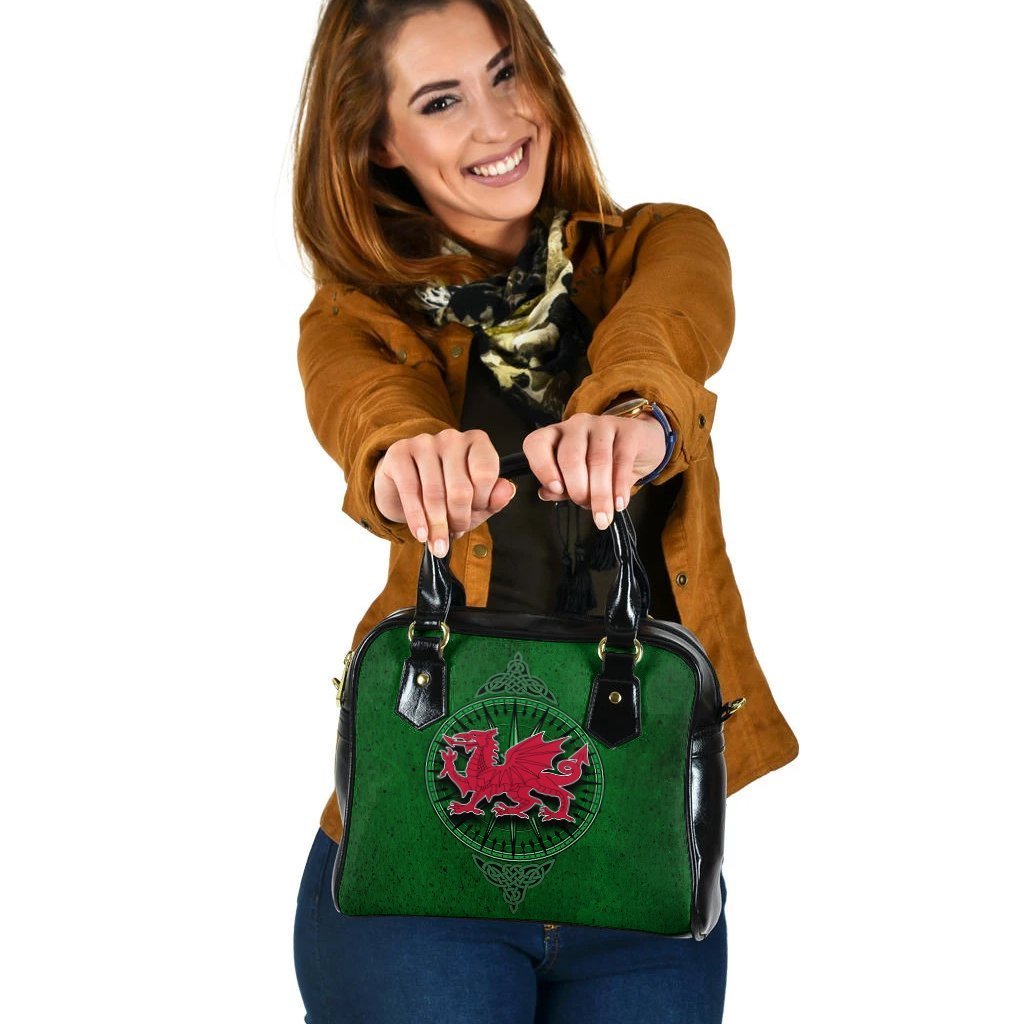 Wales Celtic Shoulder Handbag - Celtic Compass With Welsh Dragon - Vibe Hoodie Shop