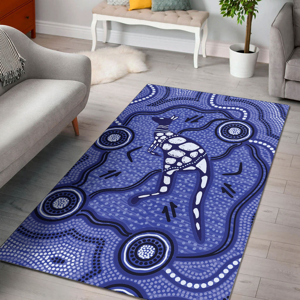 Aboriginal Kangaroo Painting Purple Area Rug - - Vibe Hoodie Shop