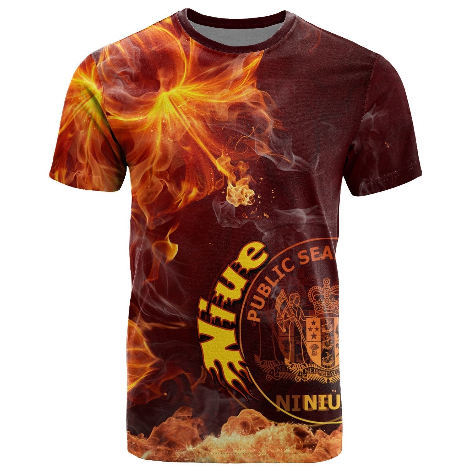 Niue Polynesian T - Shirt - Fire Hibiscus - Vibe Hoodie Shop