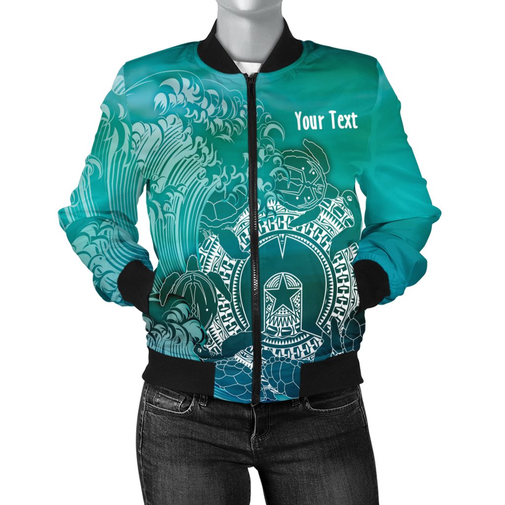 Custom Aboriginal Women's Bomber Jacket, Torres Strait Islands in Wave - Vibe Hoodie Shop