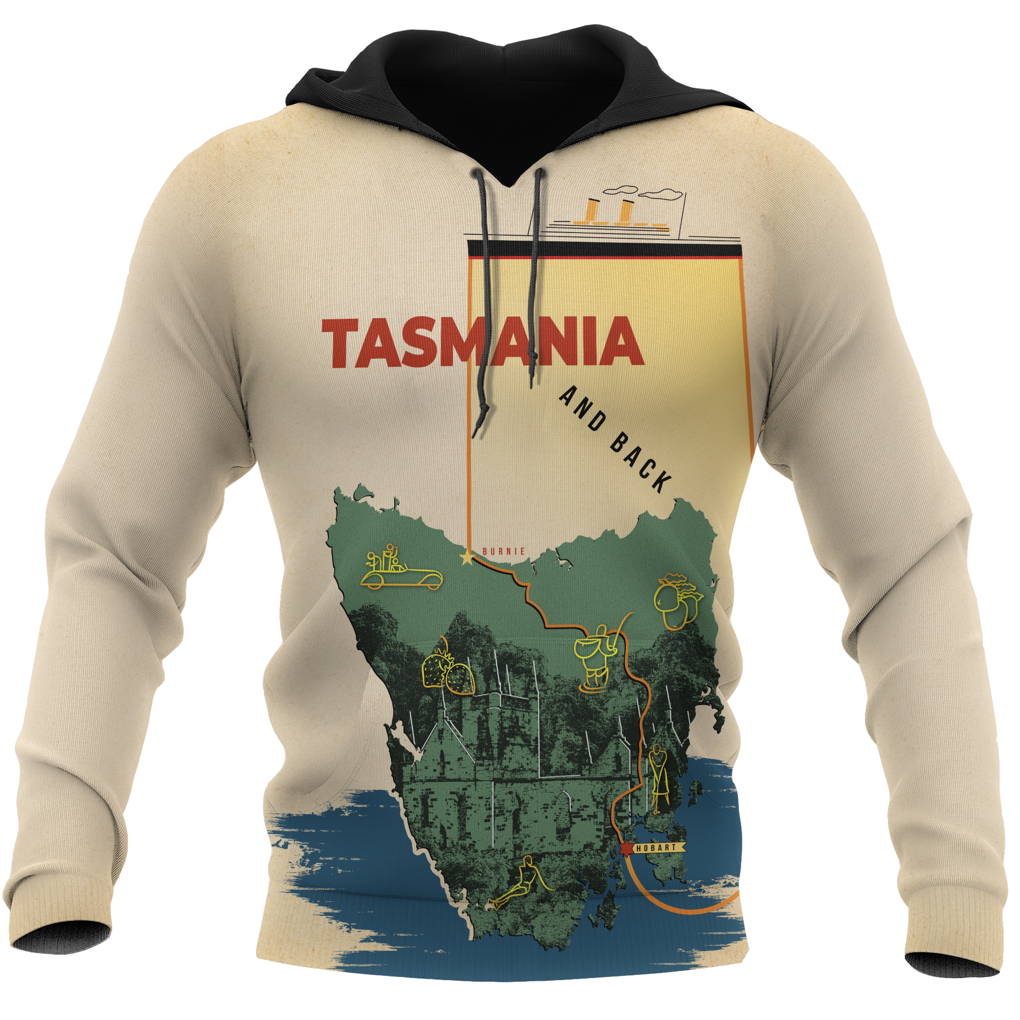 Australia Hoodie - Tasmania Hoodie Map Art - All Over Print - Unisex - Vibe Hoodie Shop