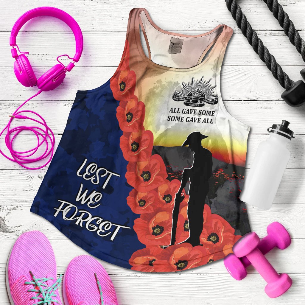 ANZAC Lest We Forget Women's Racerback Tank - All Gave Some, Some Gave All - - Vibe Hoodie Shop