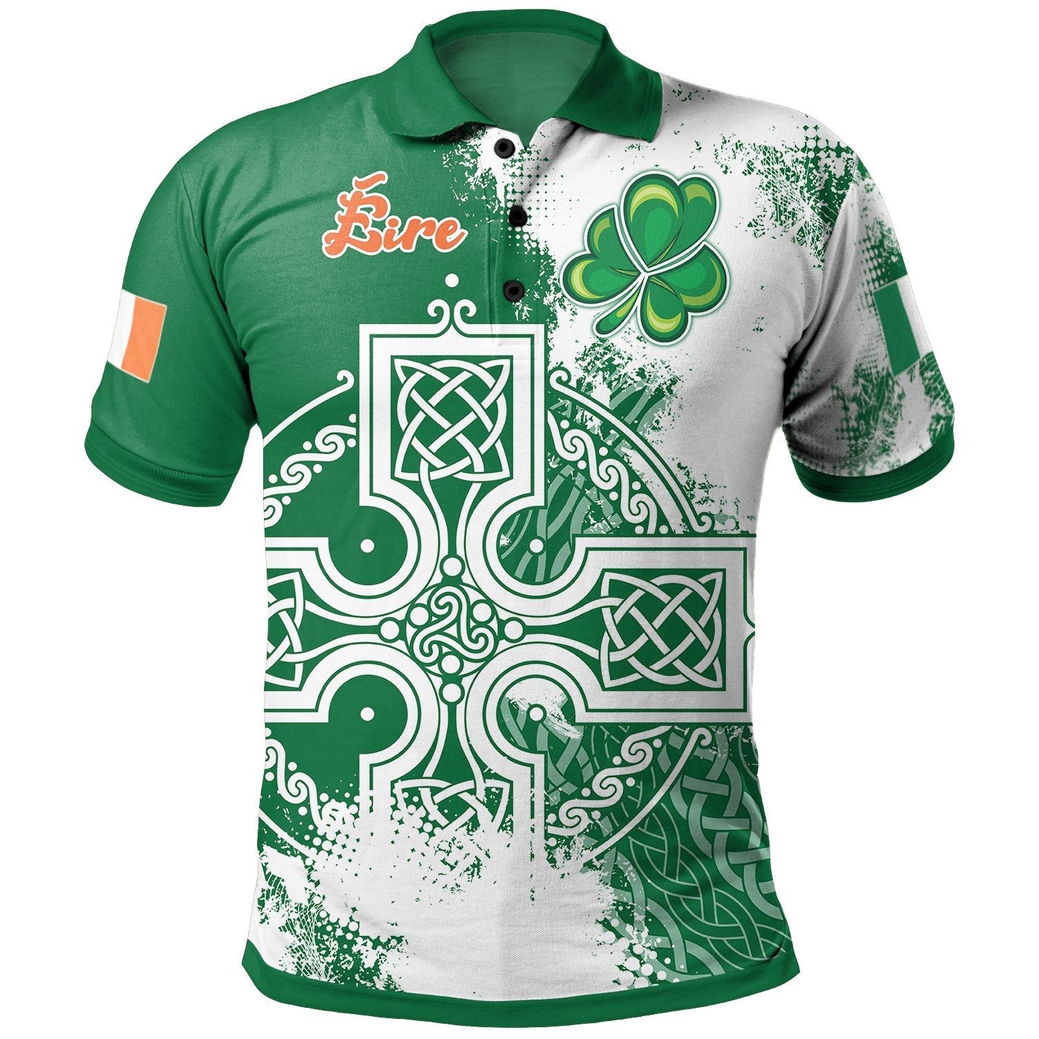 Ireland Celtic Polo Shirt - Irish Celtic Cross - Vibe Hoodie Shop