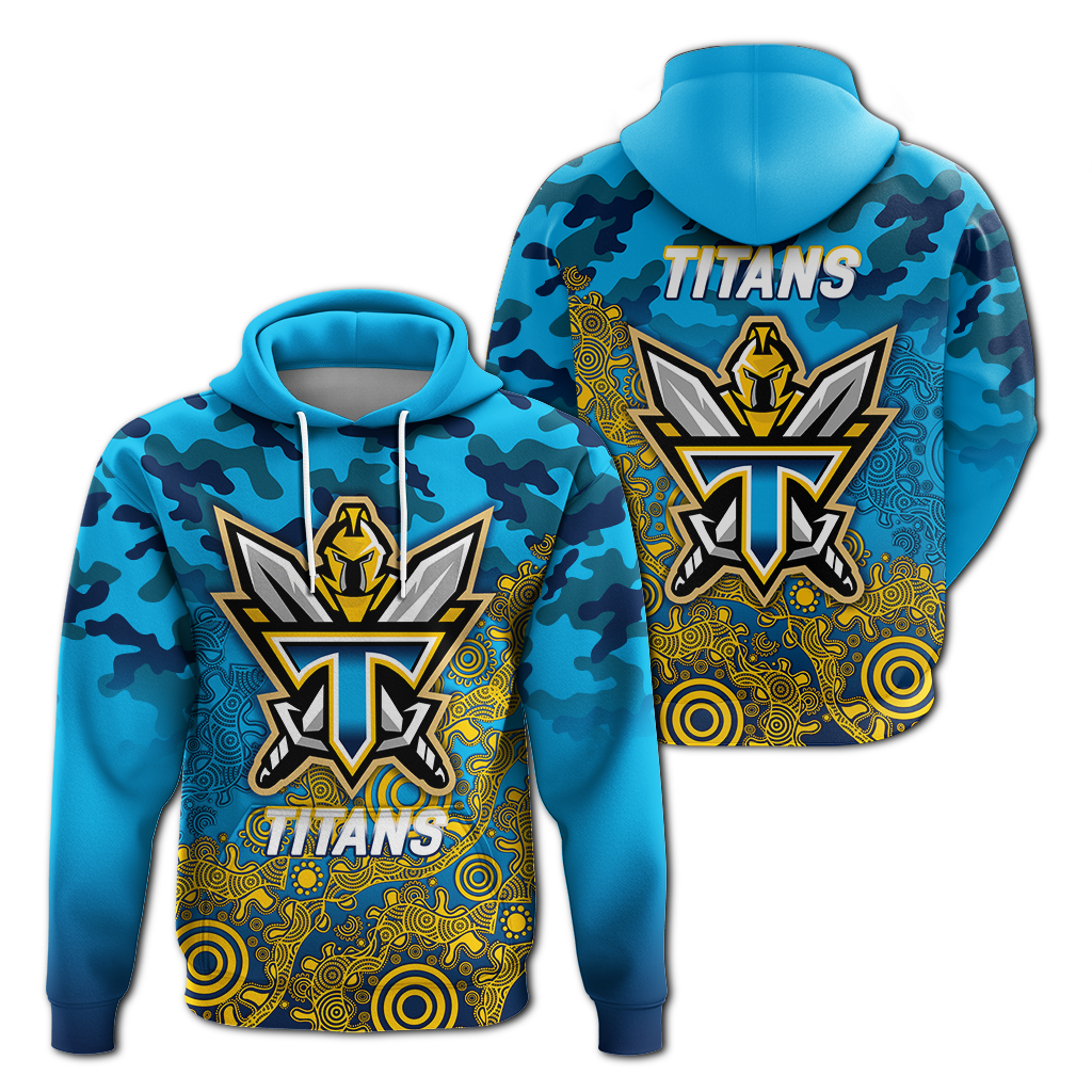 Titans Rugby ANZAC Day Camouflage Indigenous Art Hoodie - LT12 - Vibe Hoodie Shop