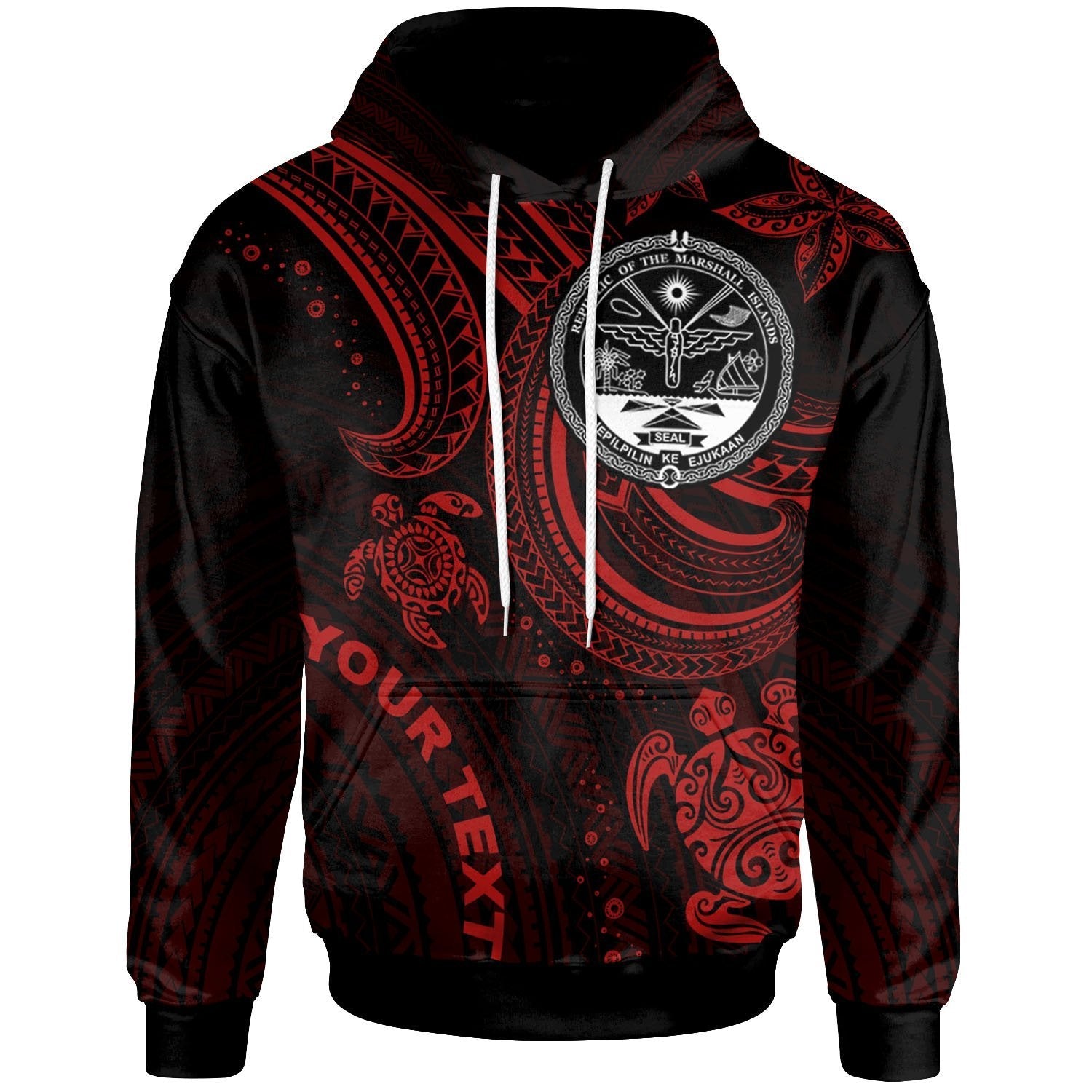 Marshall Islands Custom Personalised Hoodie - Coat Of Arm with Red Turtle - Vibe Hoodie Shop