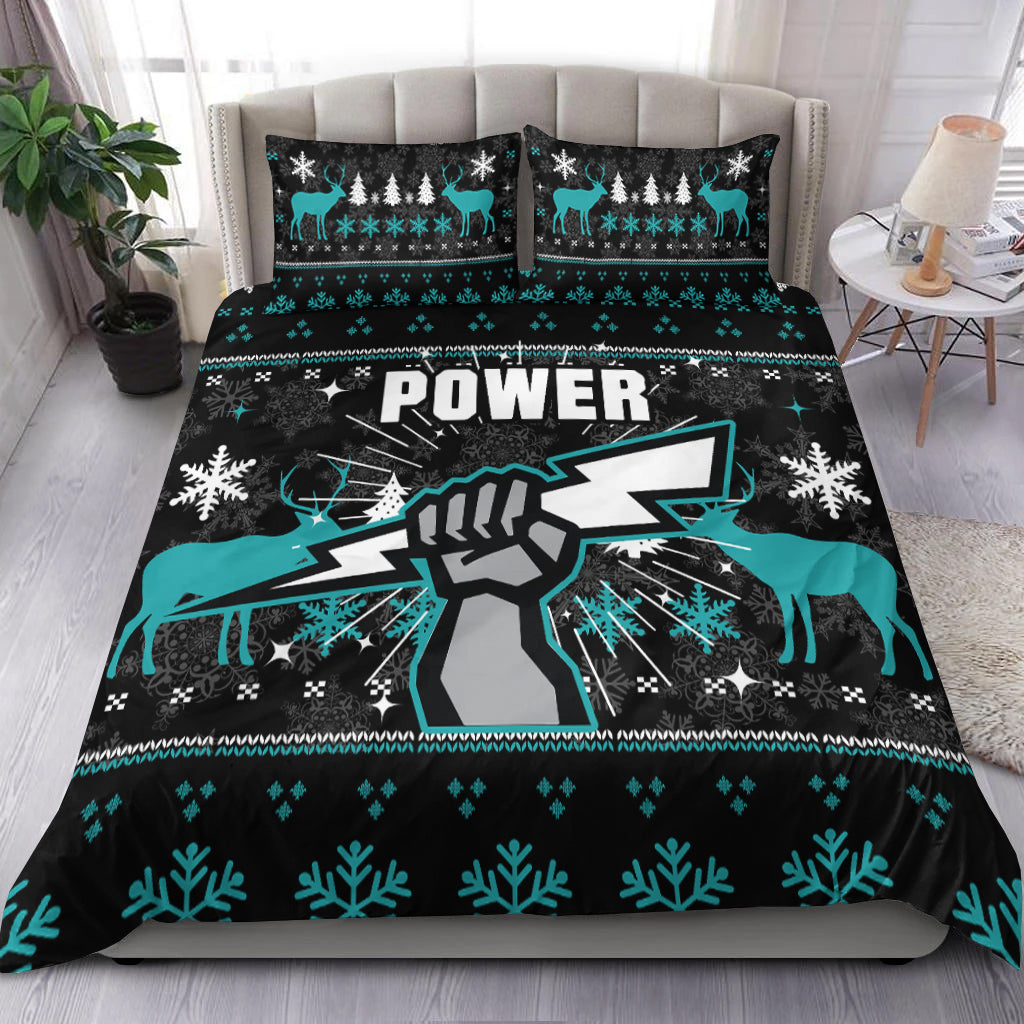Port Adelaide Bedding Set - Christmas Ugly Style - - Vibe Hoodie Shop