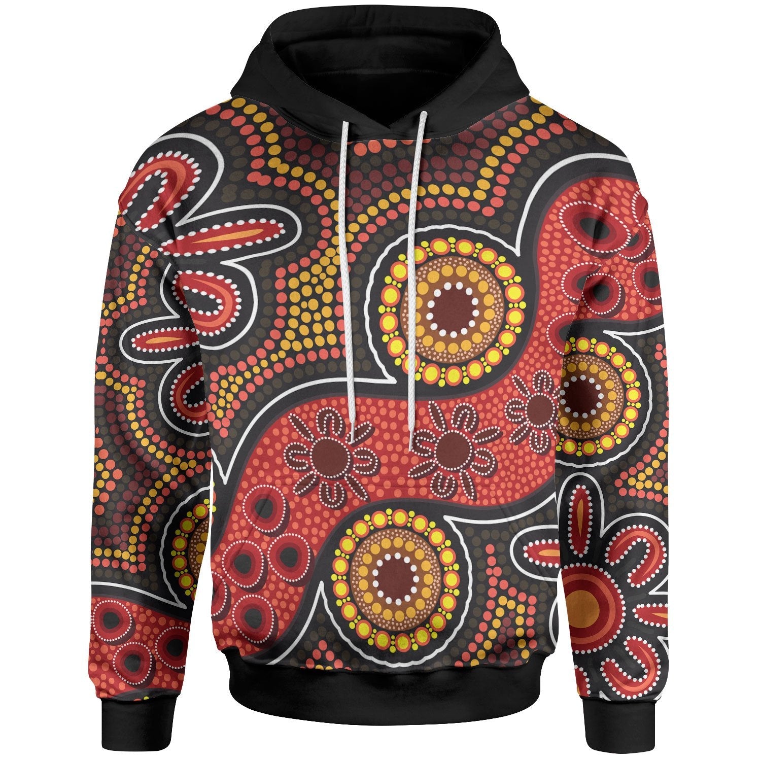 Aboriginal Hoodie - Indigenous Circle Dot Painting Style - - Vibe Hoodie Shop