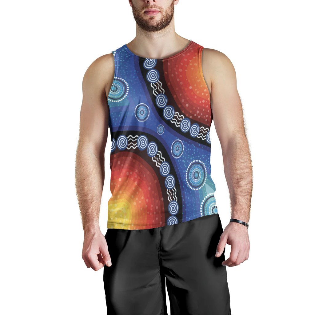 Men Tank Top - Aboriginal Color Dot Painting - Vibe Hoodie Shop