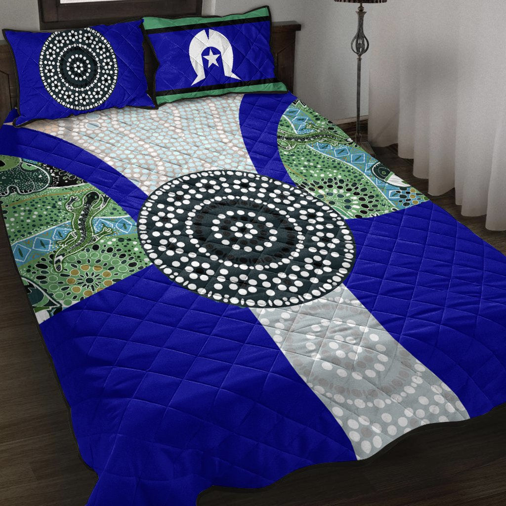 Quilt Bed Set - Flag of Torres Strait Islanders - Vibe Hoodie Shop