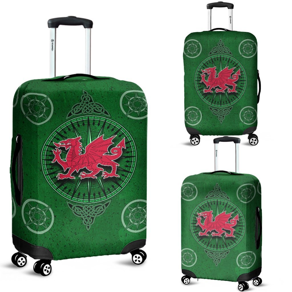 Wales Celtic Luggage Covers - Celtic Compass With Welsh Dragon - Vibe Hoodie Shop