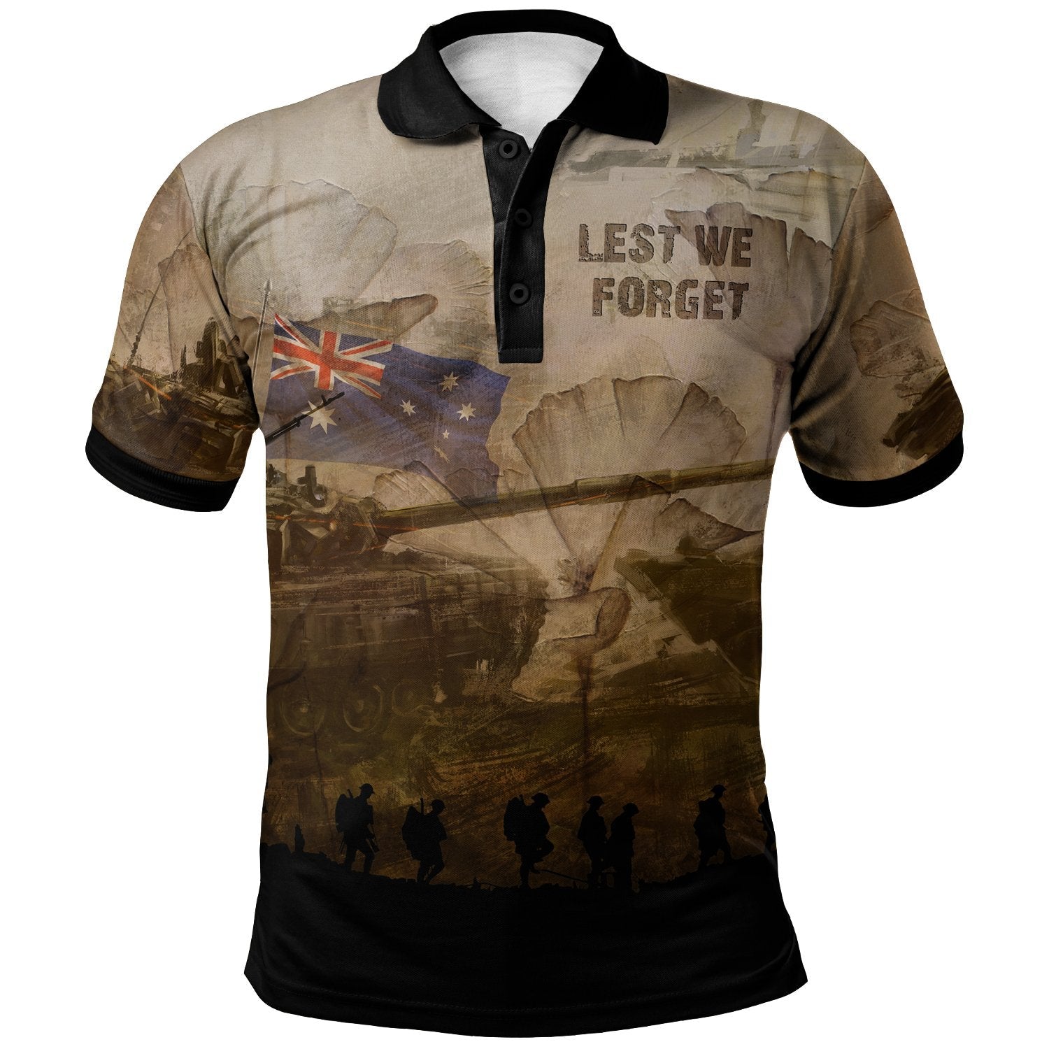 Vibe Hoodie ANZAC Day 2021 Polo Shirt - Lest We Forget Vintage Style - BN18 - RLT20 - Vibe Hoodie Shop