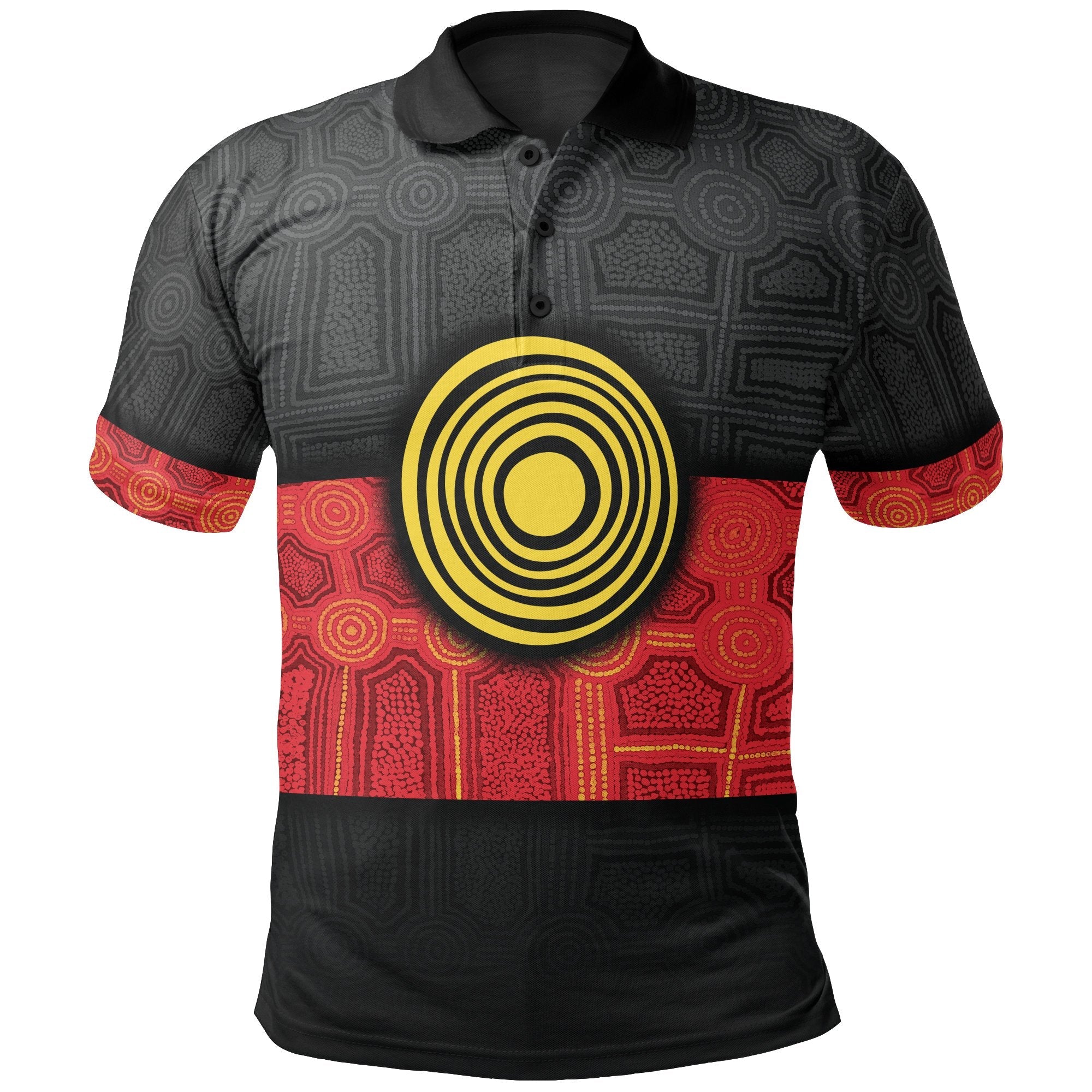 Aboriginal Polo - Aussie Indigenous Flag - Vibe Hoodie Shop