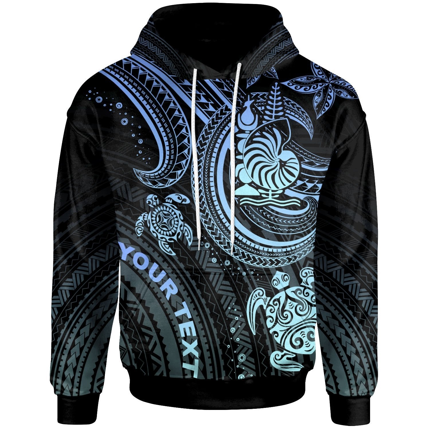 New Caledonia Custom Personalised Hoodie - Blue Turtle - Vibe Hoodie Shop