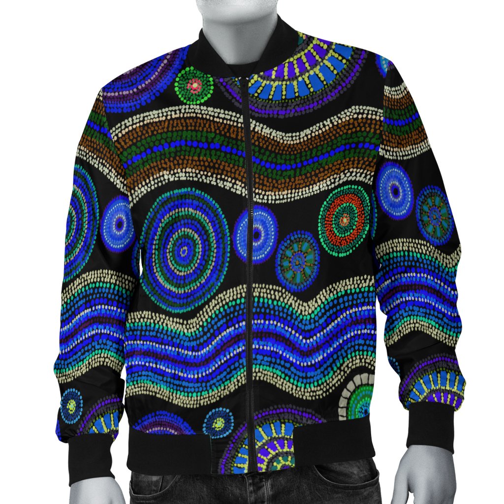 Bomber Jacket - Aboriginal Dot Unique Style Blue - Vibe Hoodie Shop
