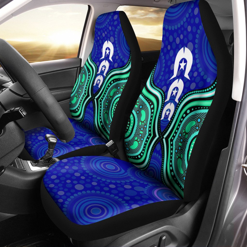 Torres Strait Car Seat Covers - Torres Strait Symbol And Aboriginal Patterns - Vibe Hoodie Shop