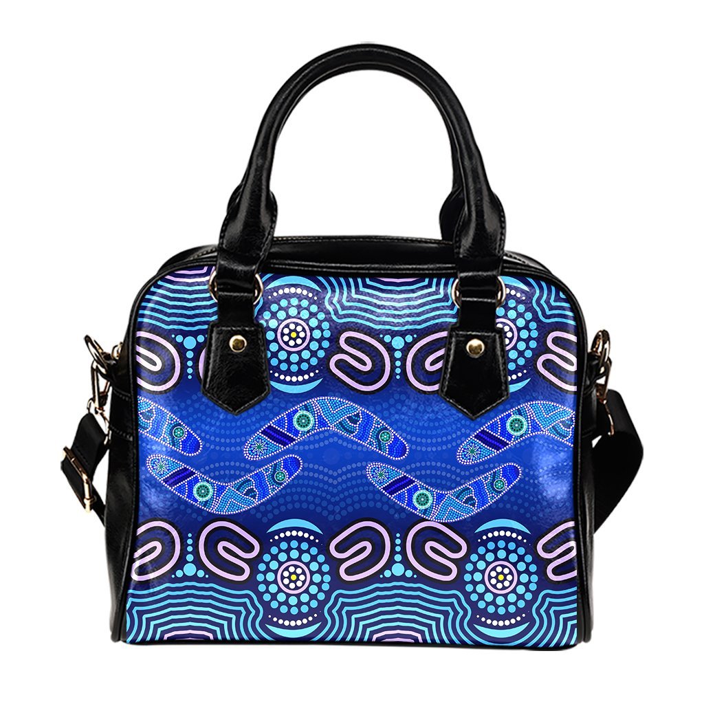 ABoriginal Shoulder Handbags - Boomerangs And Dot Painting Art Ver02 - - Vibe Hoodie Shop
