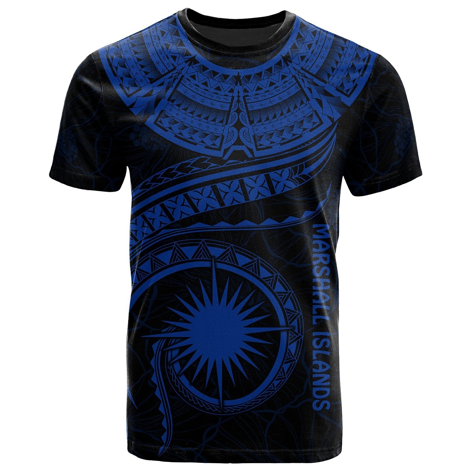 Marshall Islands Polynesian T shirt - Marshall Islands Waves (Blue) - Vibe Hoodie Shop