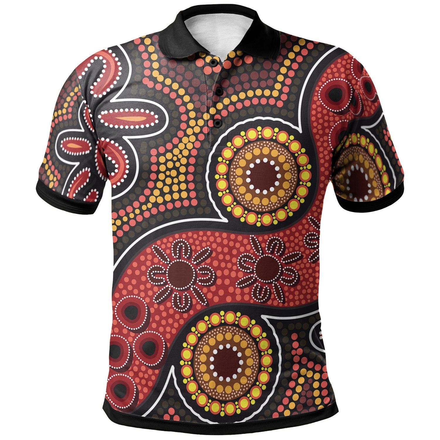 Aboriginal Polo Shirt - Indigenous Circle Dot Painting Style - - Vibe Hoodie Shop