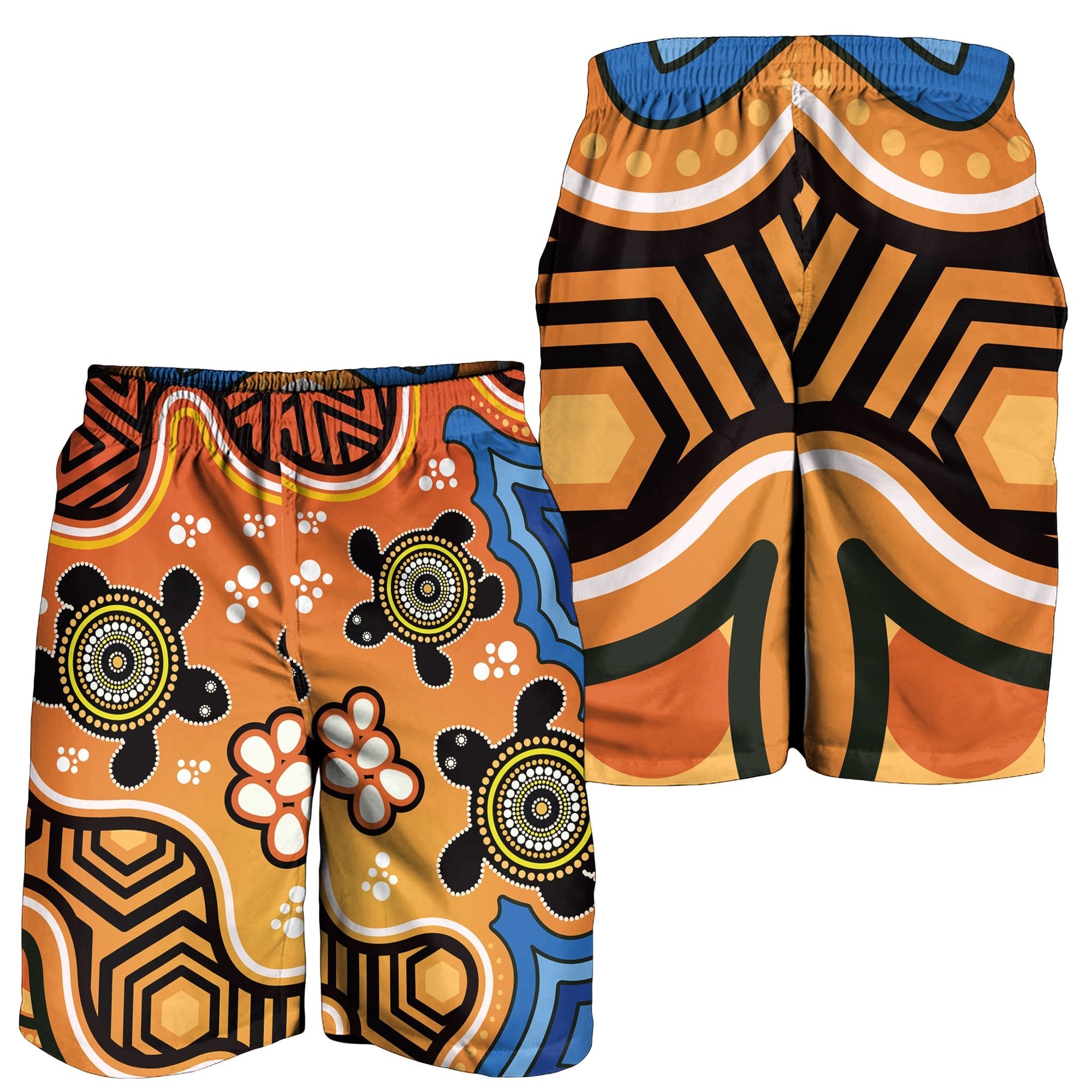 Aboriginal Men's Shorts - Indigenous Art Patterns Ver04 - Vibe Hoodie Shop