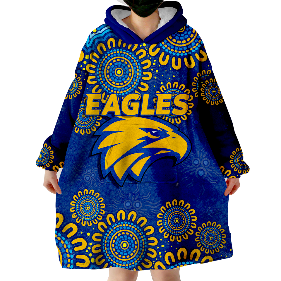 West Coast Eagles Aboriginal Dot Painting Wearable Blanket Hoodie - - Vibe Hoodie Shop