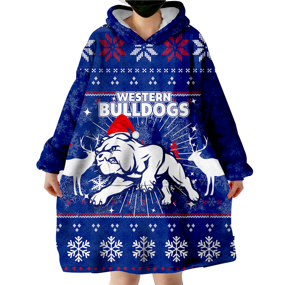 Western Bulldogs Wearable Blanket Hoodie - Christmas Ugly Style - - Vibe Hoodie Shop