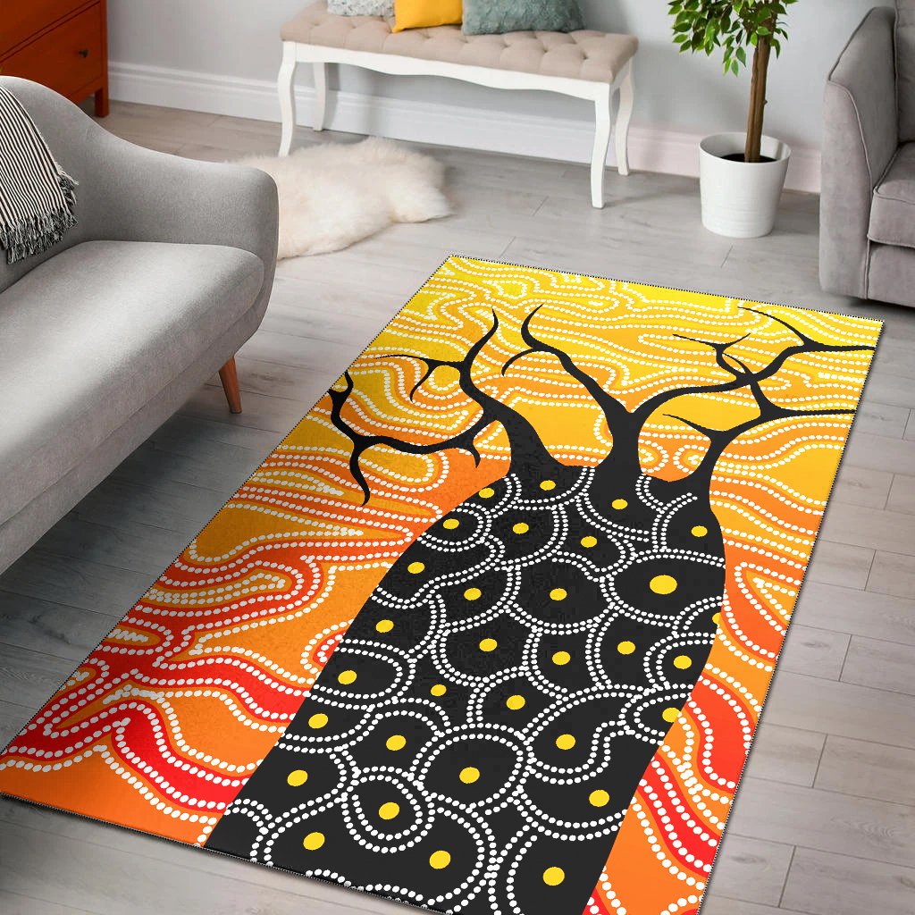 Aboriginal Area Rug - Boab Tree Aboriginal Style - Vibe Hoodie Shop