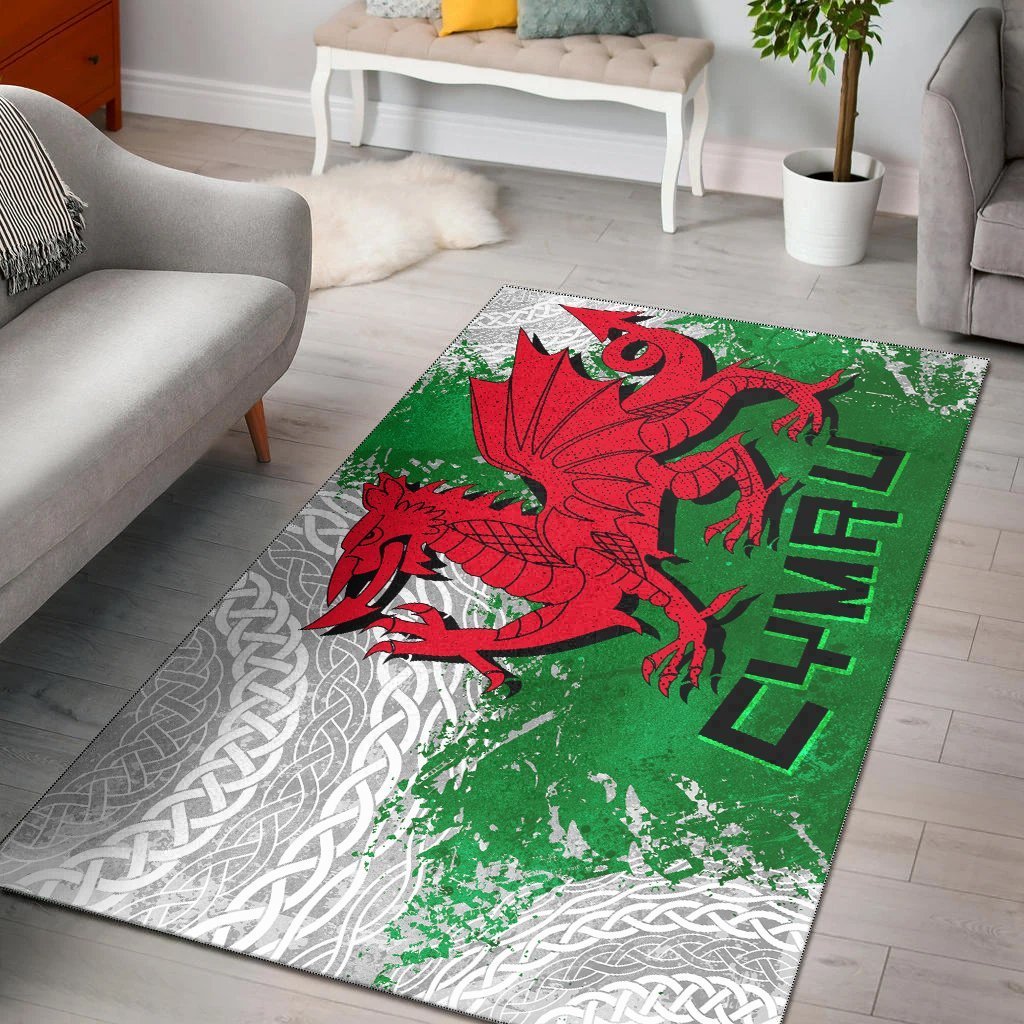 Wales Celtic Area Rug - Grunge Dragon - Vibe Hoodie Shop