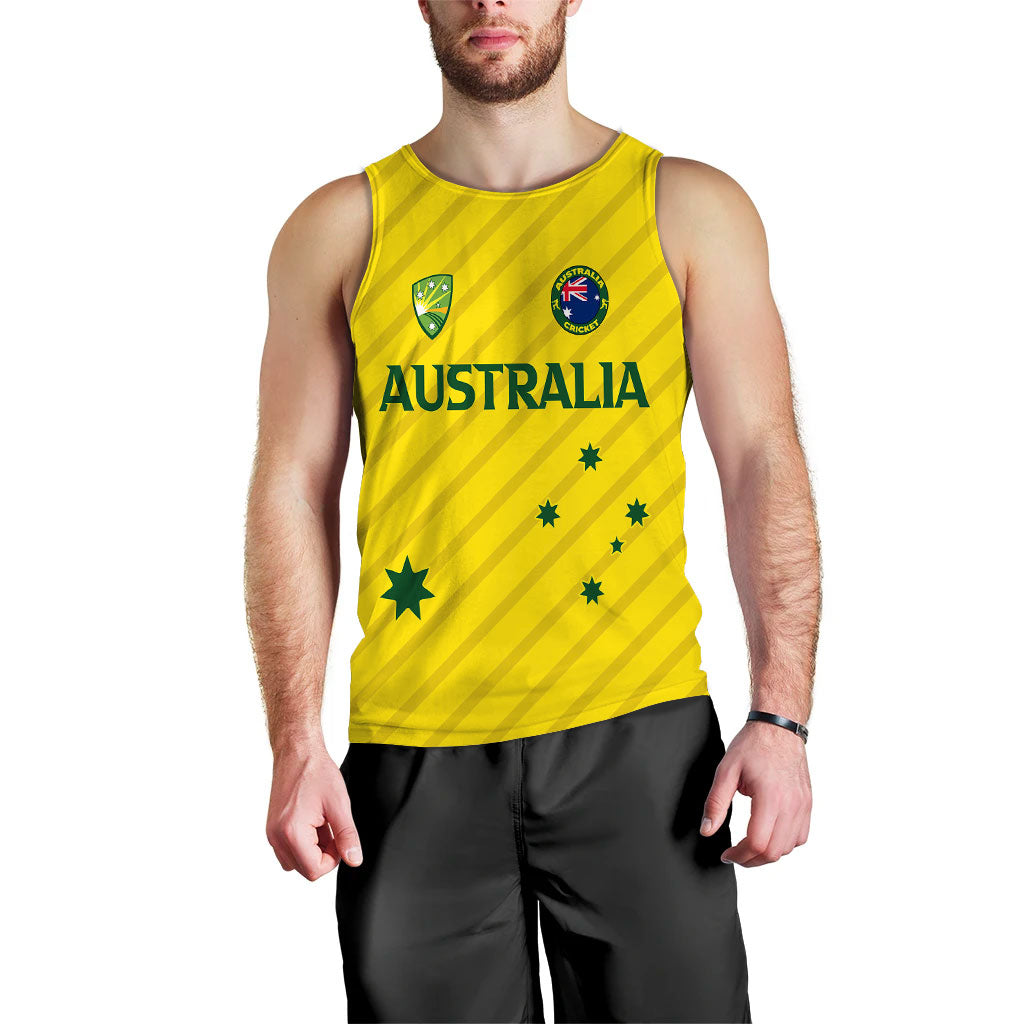 (Custom Personalised) Australian Cricket Men Tank Top - National Color - - Vibe Hoodie Shop