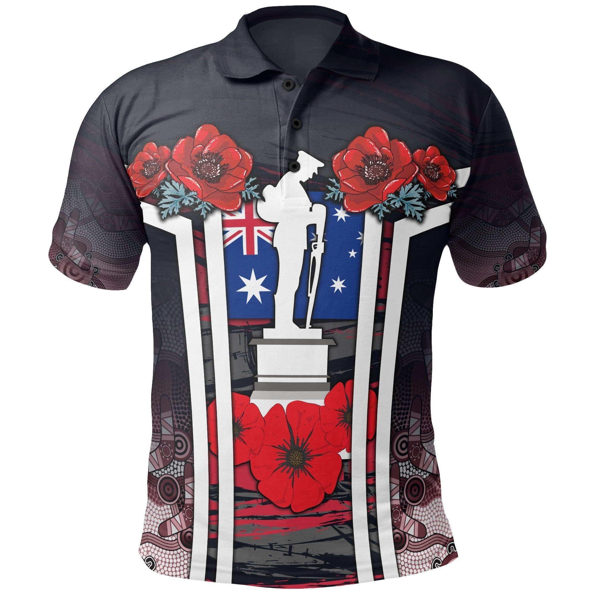 Vibe Hoodie Polo shirt - ANZAC Day 2020 Poppy Flowerss Dot Painting - Vibe Hoodie Shop