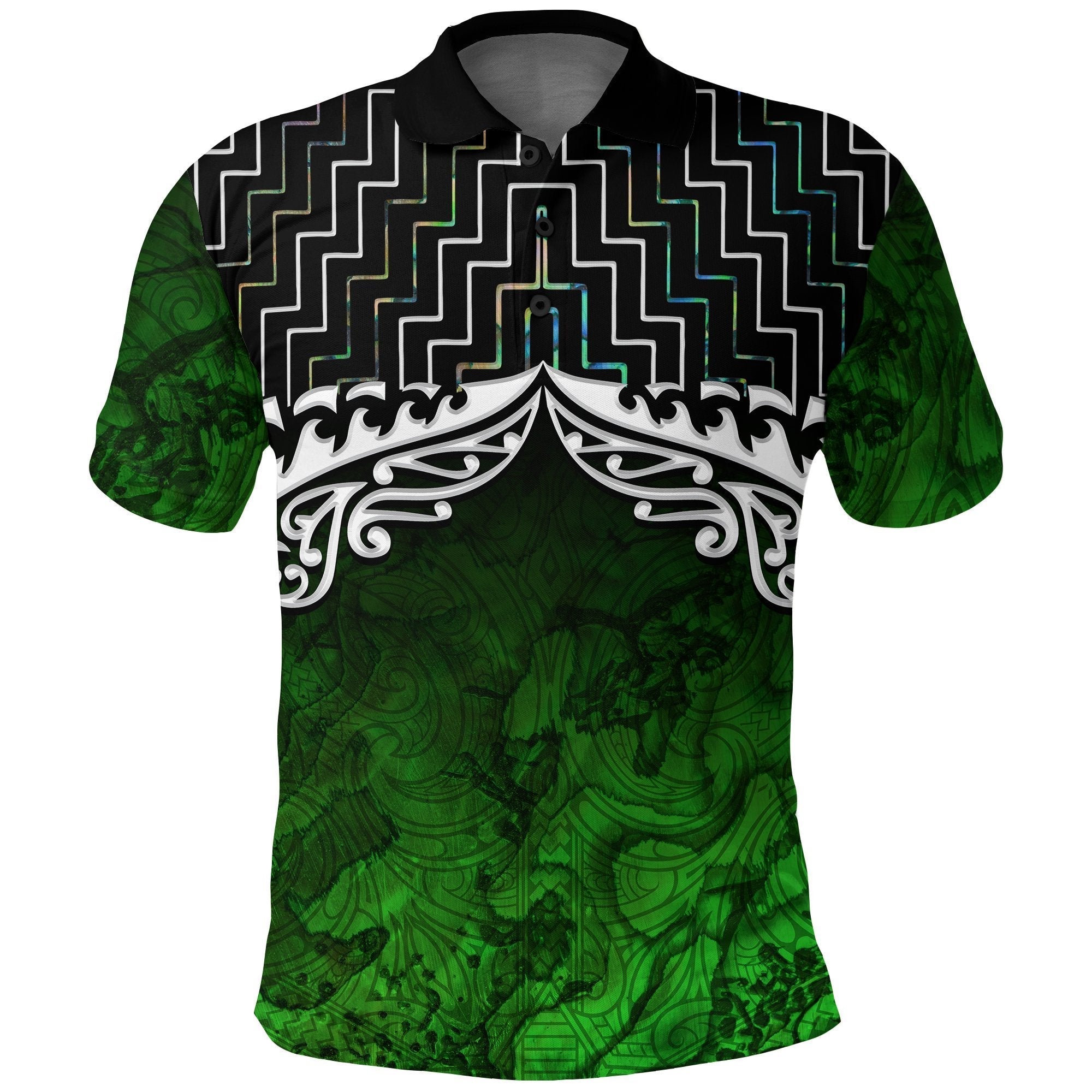 New Zealand Maori Polo Shirt, Poutama Silver Fern Golf Shirt - Vibe Hoodie Shop