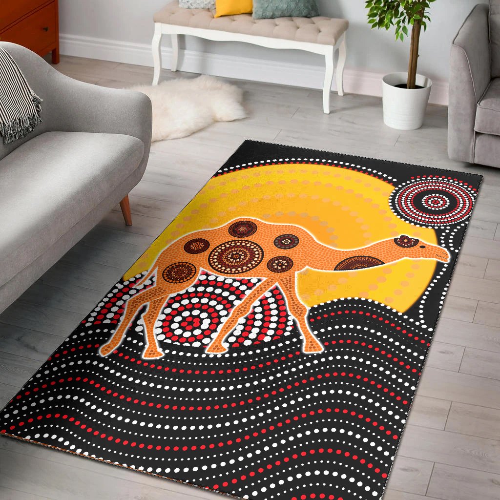 Aboriginal Area Rug - DREAMTIME DROMEDA Aboriginal Style - Vibe Hoodie Shop