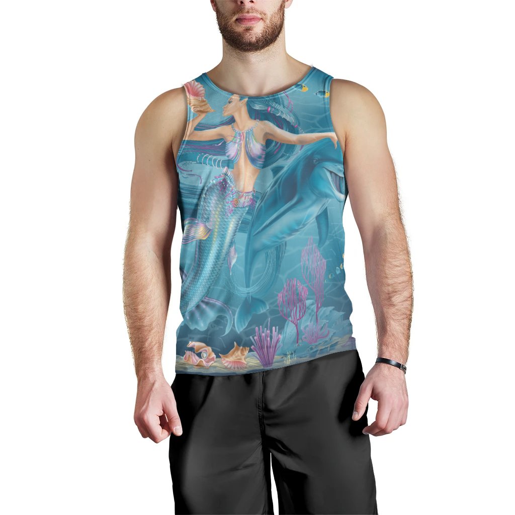 Men Tank Top - Australia Beautiful Mermaid With Dolphin - Vibe Hoodie Shop