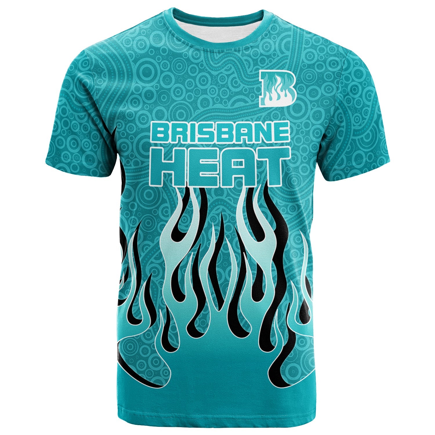 Brisbane Heat T shirt - Aboriginal Style Of Dot Fire - - Vibe Hoodie Shop