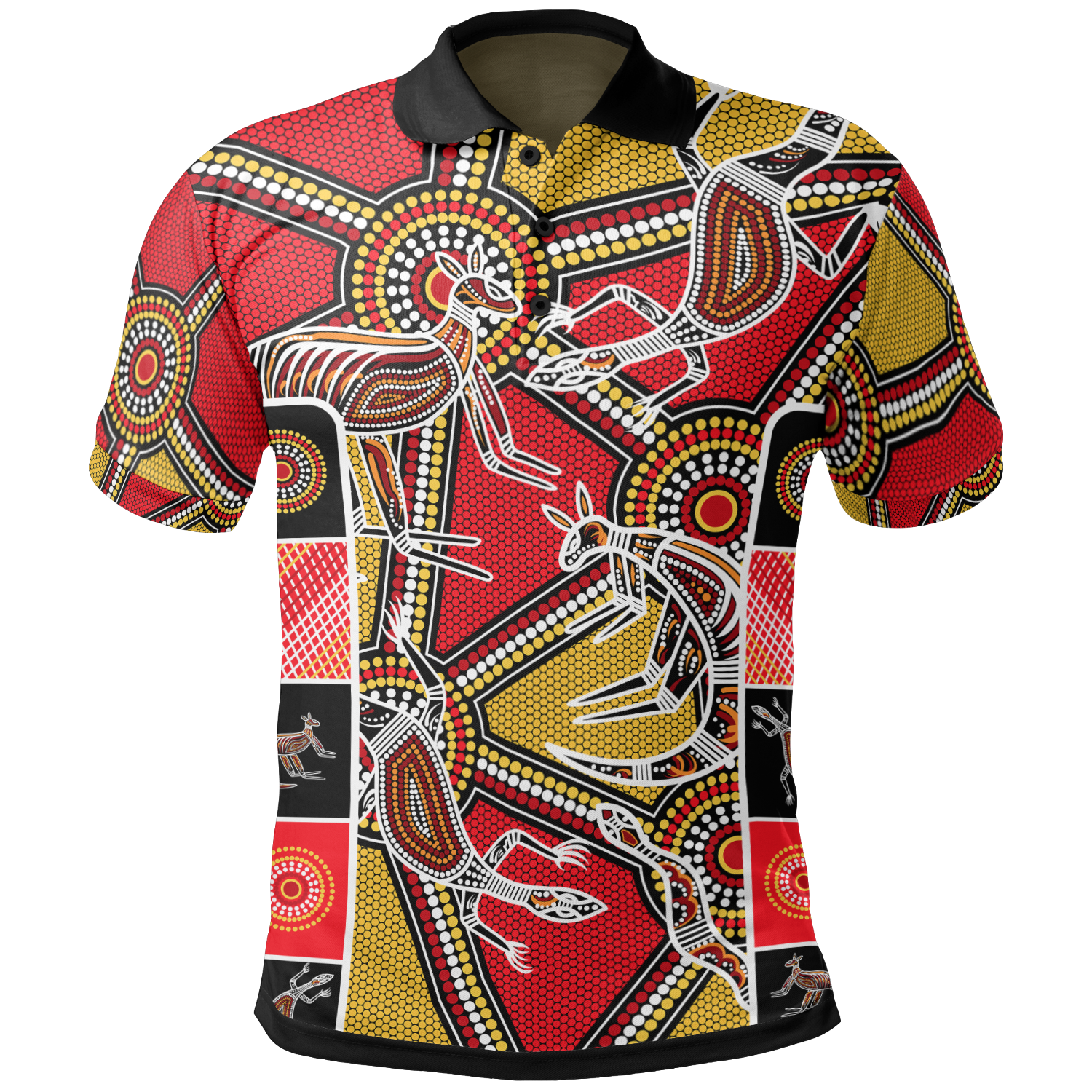 Aboriginal Polo Shirts, Kangaroo Dot Painting Patterns - Vibe Hoodie Shop