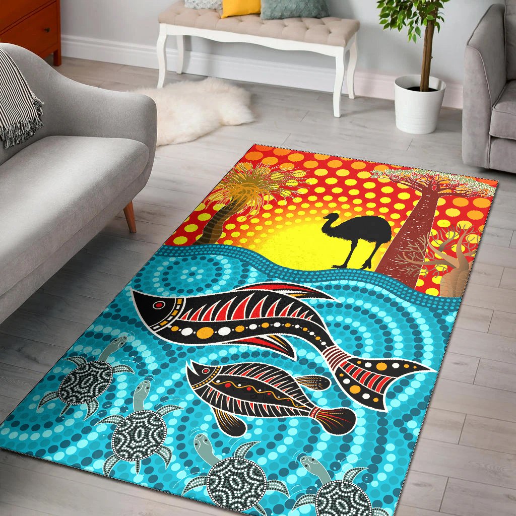 Aboriginal Area Rug - Aboriginal Land and Sea - Vibe Hoodie Shop