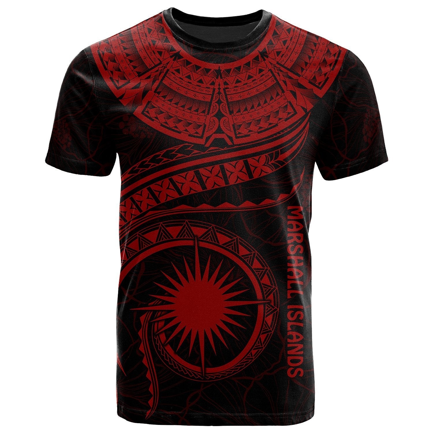 Marshall Islands Polynesian T shirt - Marshall Islands Waves (Red) - Vibe Hoodie Shop