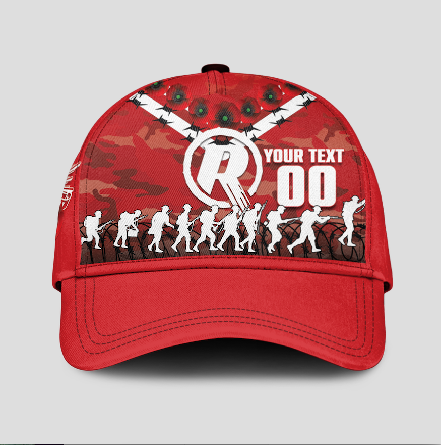 (Custom Personalised) Melbourne Renegades ANZAC 2022 Caps Camouflage With Poppy - - Vibe Hoodie Shop