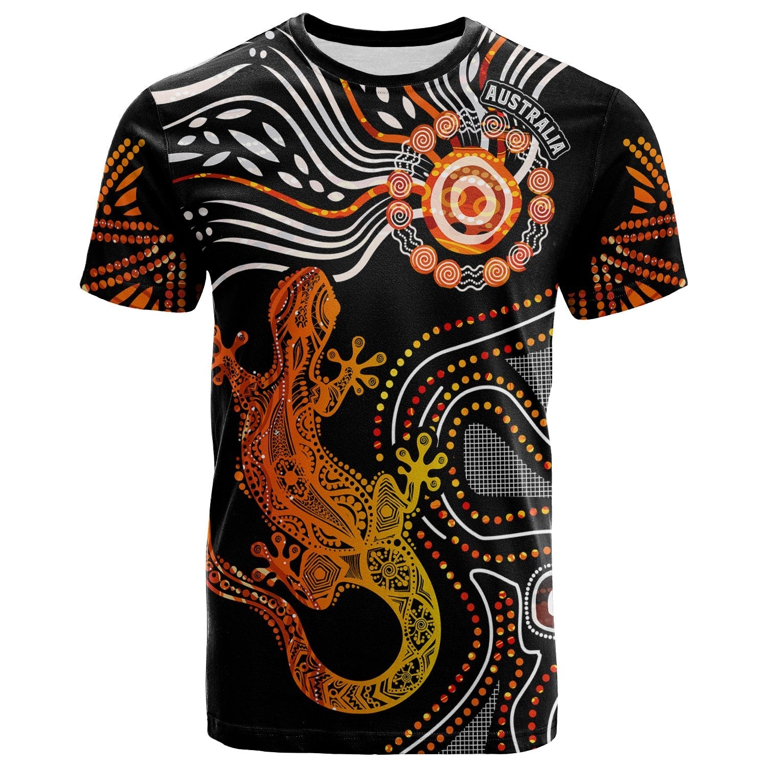 Aboriginal T shirt - Lizard Sunshine - Vibe Hoodie Shop