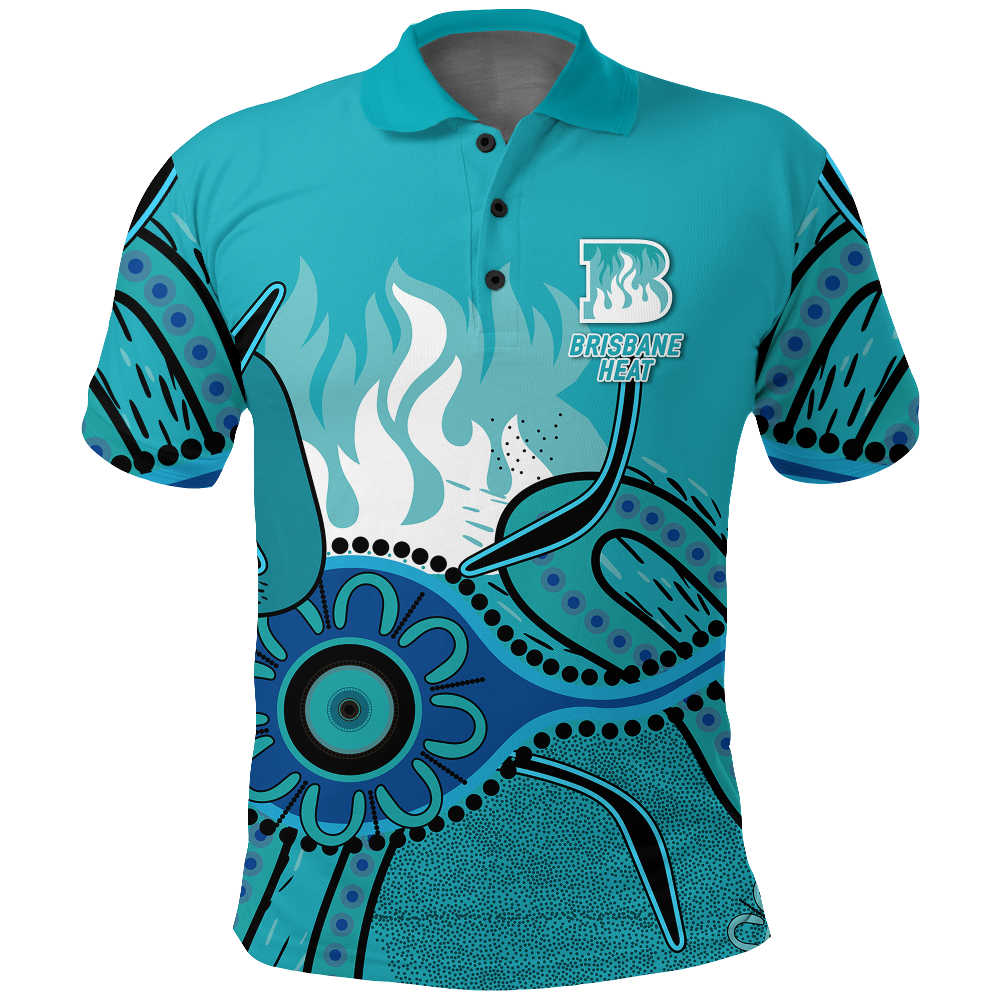 Brisbane Heat Aboriginal Cricket 2022 Polo Shirt - - Vibe Hoodie Shop