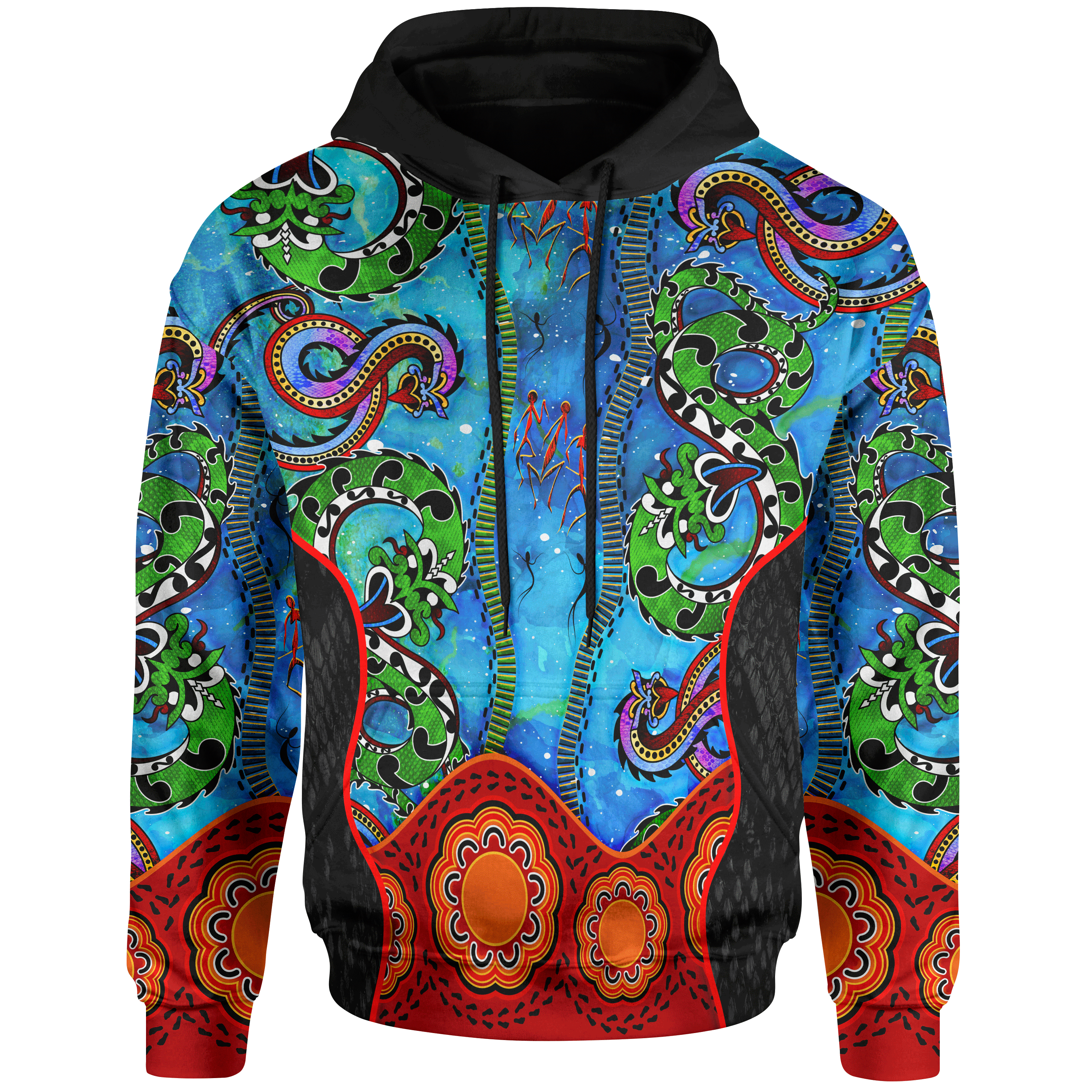 Aboriginal Hoodie - Aussie Indigenous Patterns Blue - Vibe Hoodie Shop