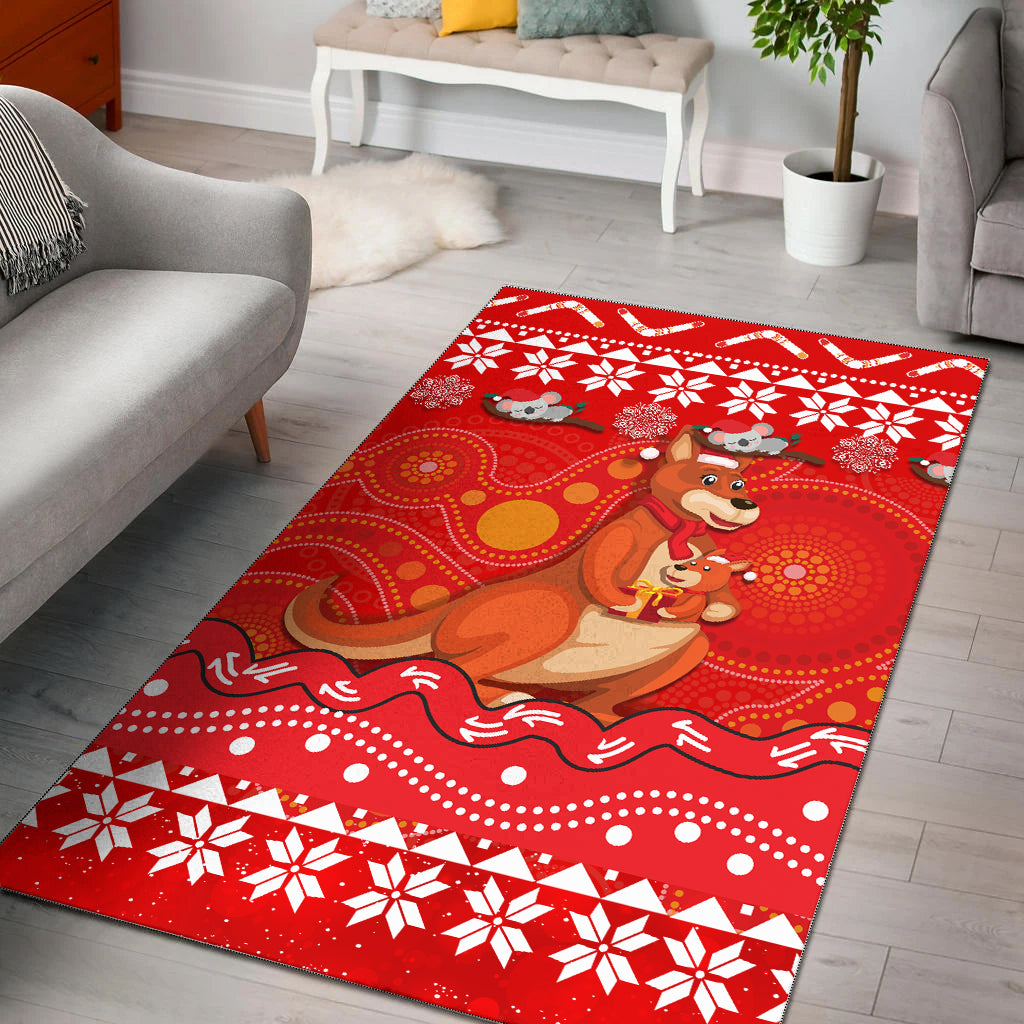 Australia Christmas Kangaroo Family Aboriginal Art Area Rug - - Vibe Hoodie Shop